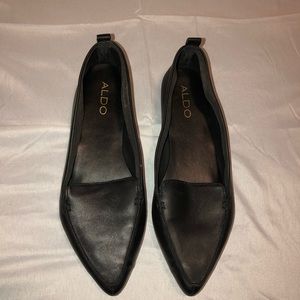 Black soft leather flats